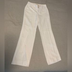 Banana Republic White Linen Wide Leg Trousers